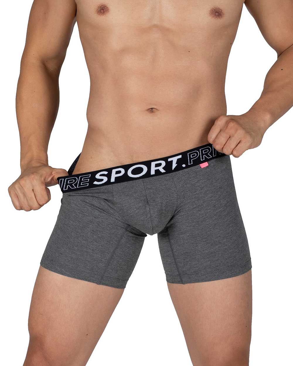 PS Sport Anti-Bac Textile Mid Waist Boxer Brief - Dark Melange Magenta [4340a1]