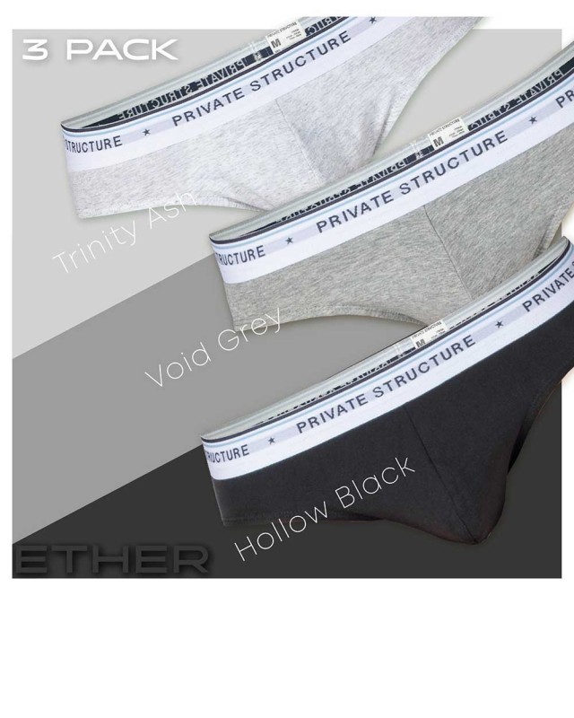 5lements Mini Brief 3pcs Pack - Ether - Trinity Ash / Void Geay / Hollow Black [4395]