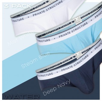 5lements Mini Brief 3pcs Pack - Water - Mist White / Stream Blue / Deep Navy [4395]