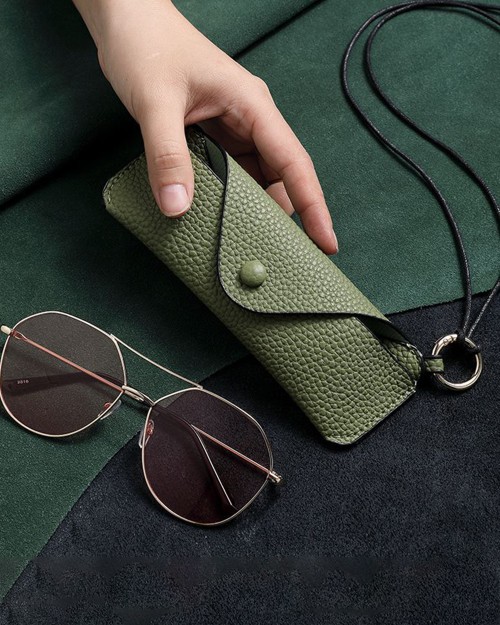 PU leather Sunglasses Case - Olive [4601]