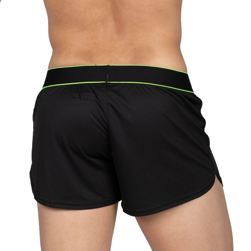 Running Shorts With Inner Pocket - Black Green [4355]