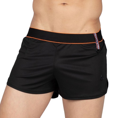 Running Shorts With Inner Pocket - Black Orange [4355]