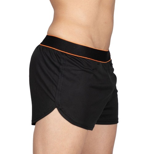 Running Shorts With Inner Pocket - Black Orange [4355]