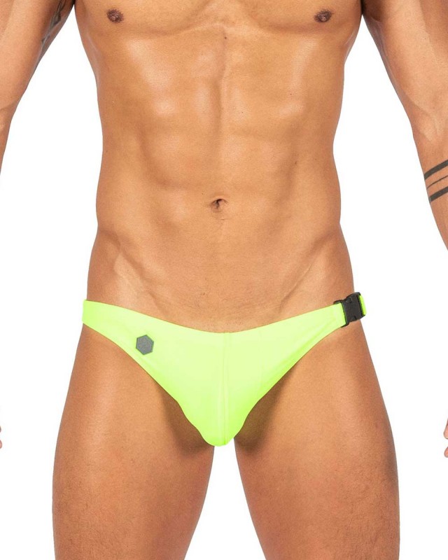 Swimwear Basic Buckle up Bikini-Neon Green [4450]