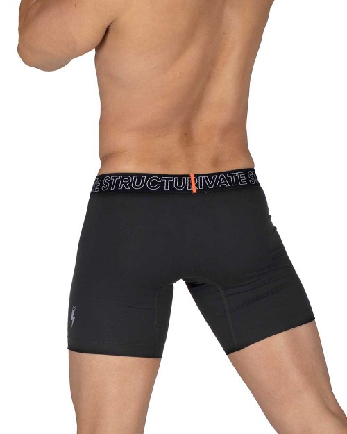 PS Sport Anti-Bac Textile Mid Waist Boxer Brief - Black Orange [4340a1]