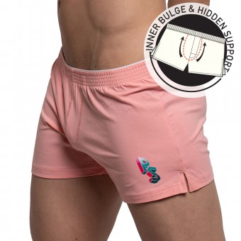 Lounge Shorts With Inner Bulge - Peach [4175]